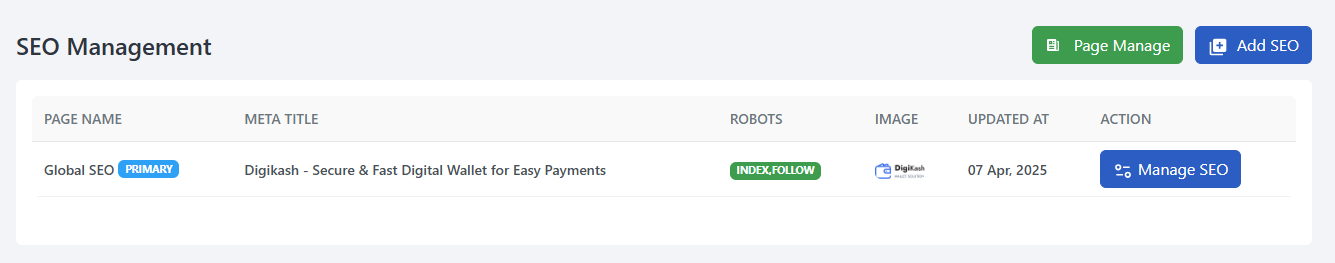 SEO Management UI